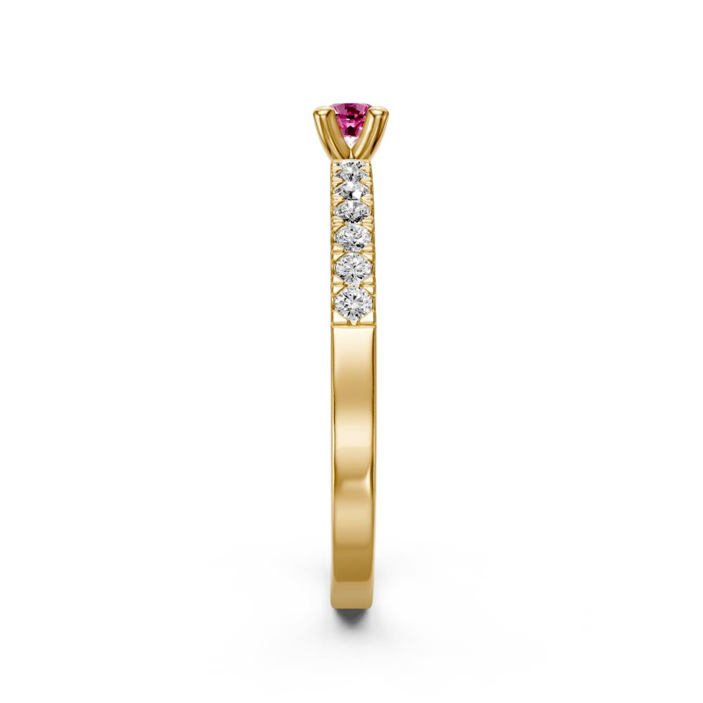 Diamond Ring with Pink Sapphire in Yellow Gold R03470325