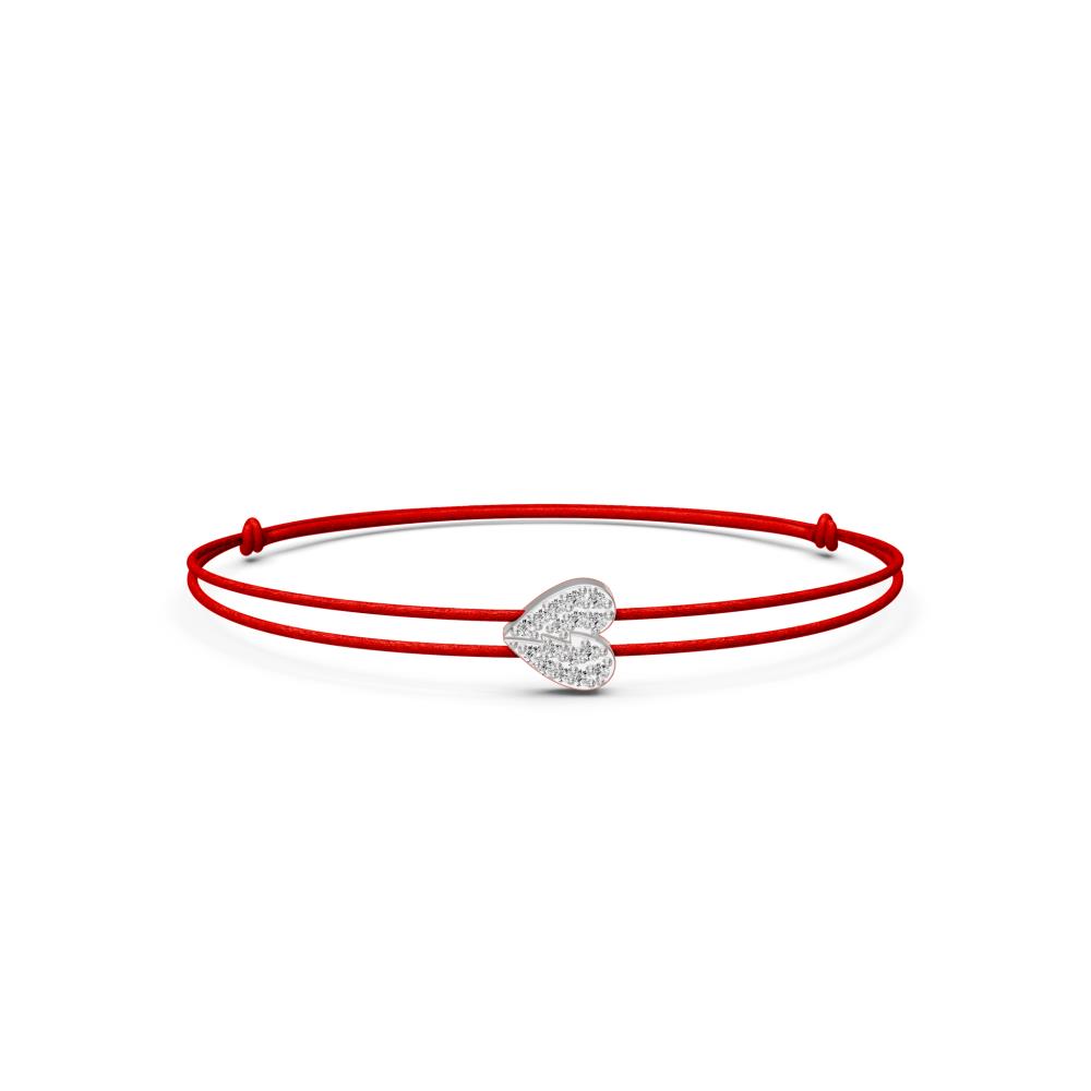 String Bracelets with Diamond in White Gold "Half Hearts" R07760924