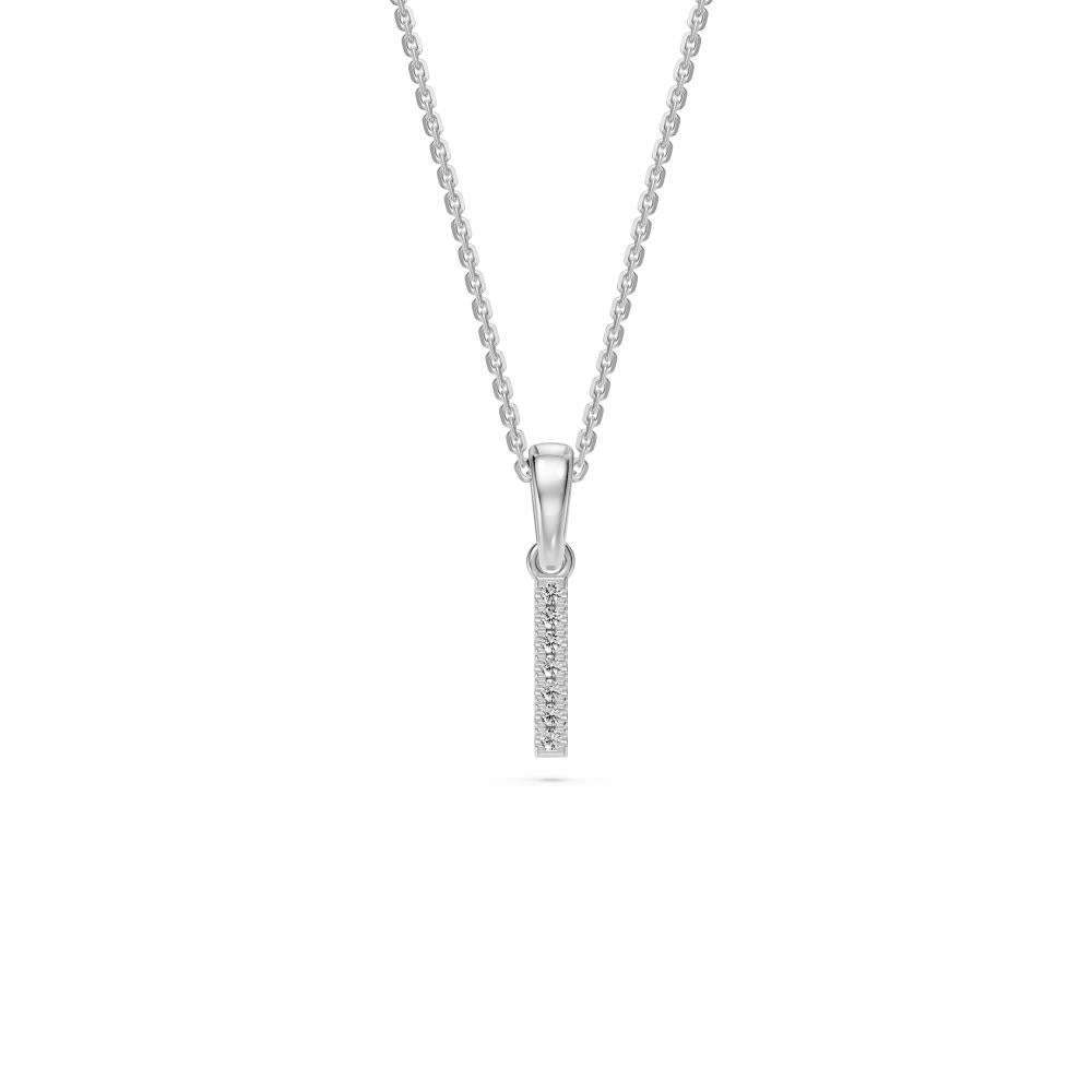 White Gold Mini Pendant Necklace with Diamonds, letter I JFA198998