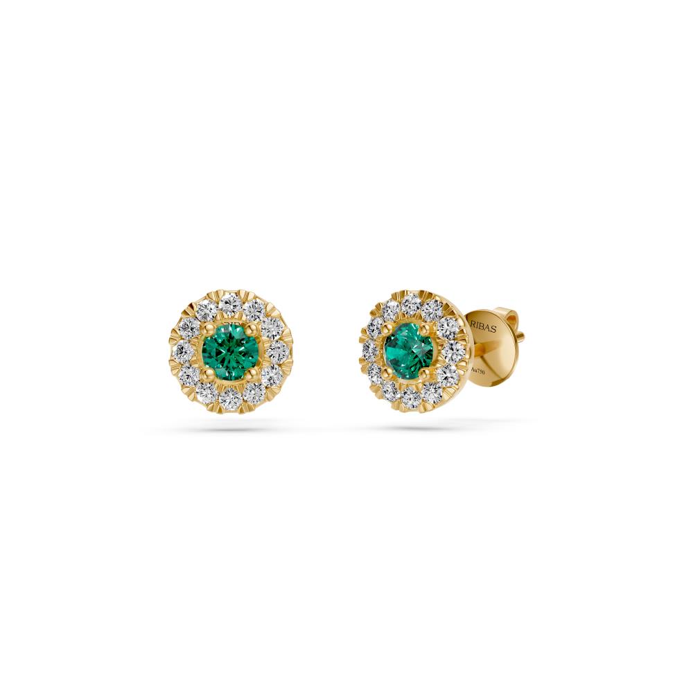 Green Sapphire and Diamonds Earrings in Yellow Gold R02050325