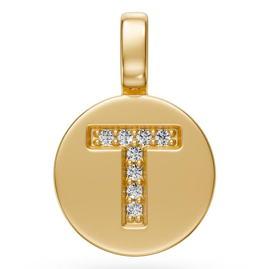 Diamond Letter T Pendant in Yellow Gold JFA19813
