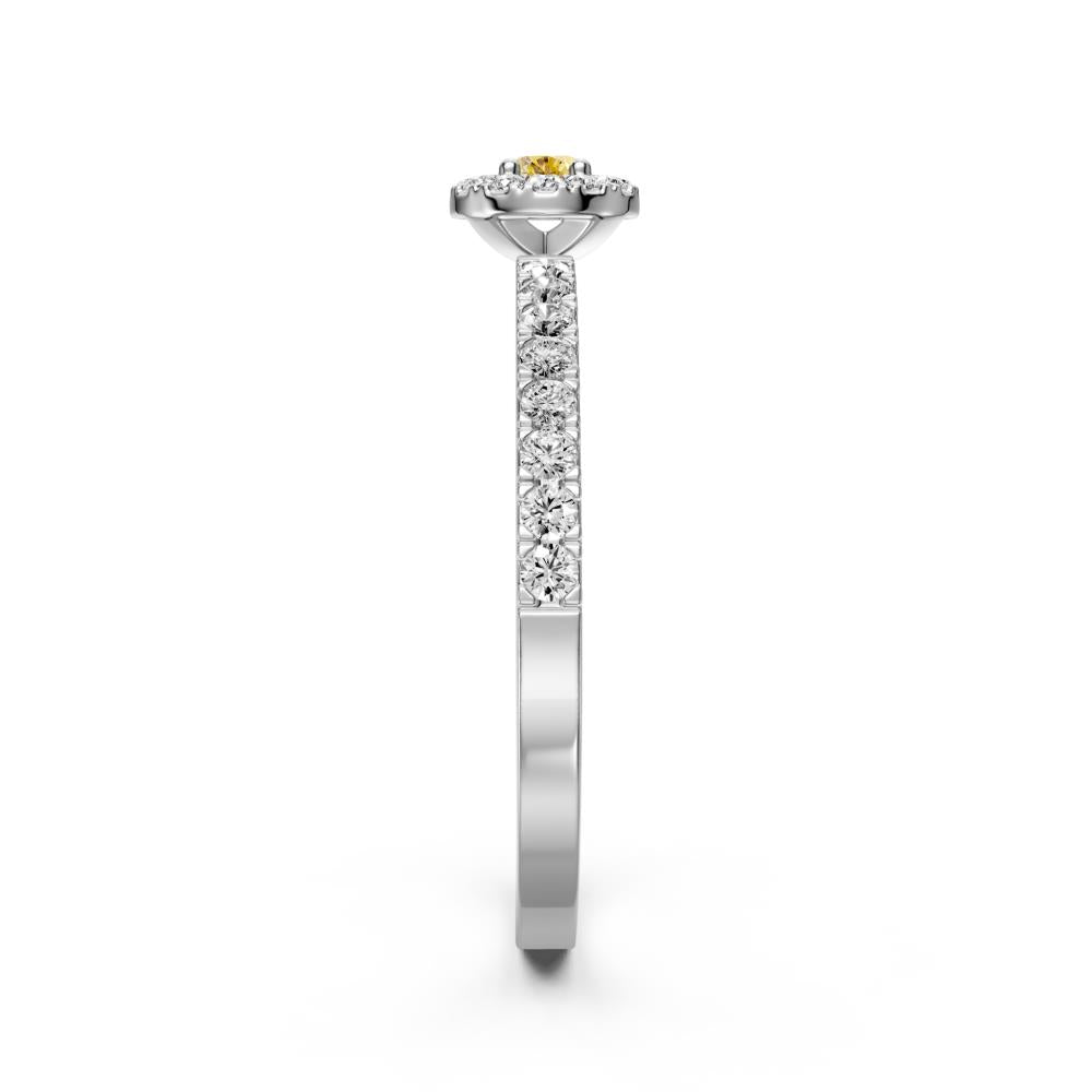 Diamond Ring with Yellow Sapphire in White Gold R03240325