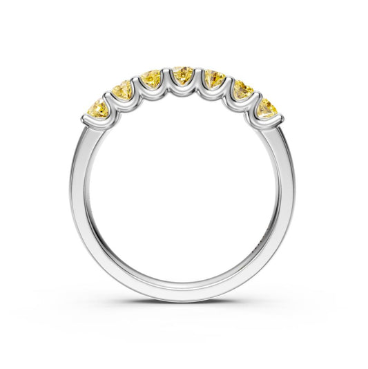 Yellow Sapphire Band Ring in White Gold R03350325