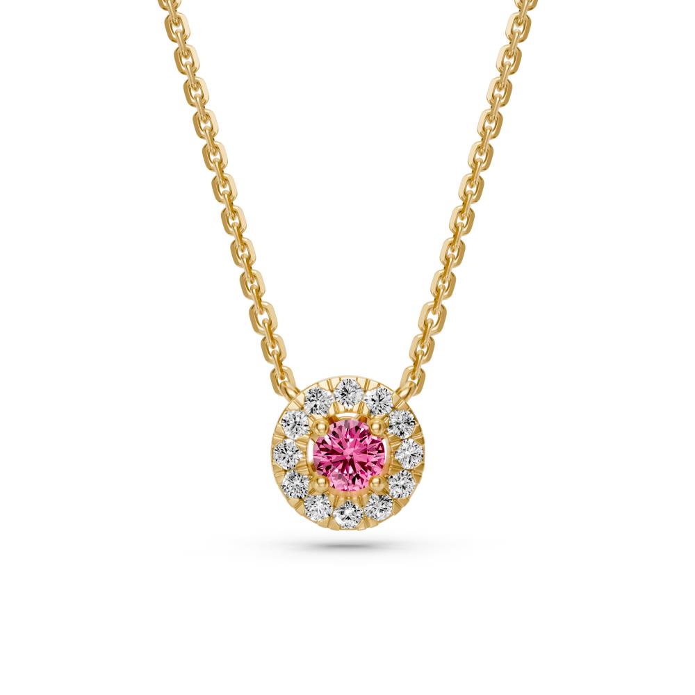 Yellow Gold Necklace with Pink Sapphire R01660325