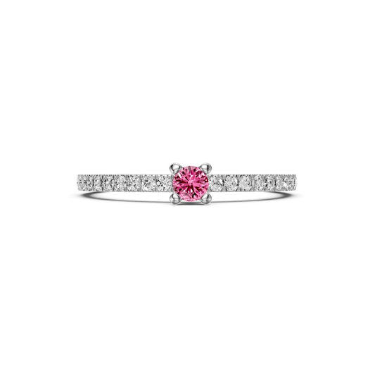 Diamond Ring with Pink Sapphire in White Gold R01680325