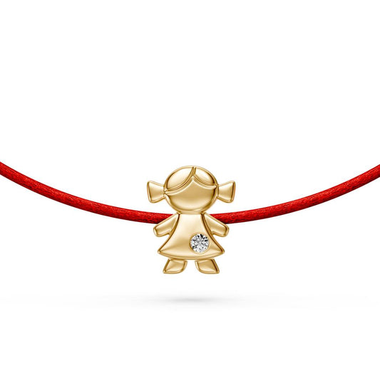 String Bracelet with Diamond in Yellow Gold "Girl" LP2005