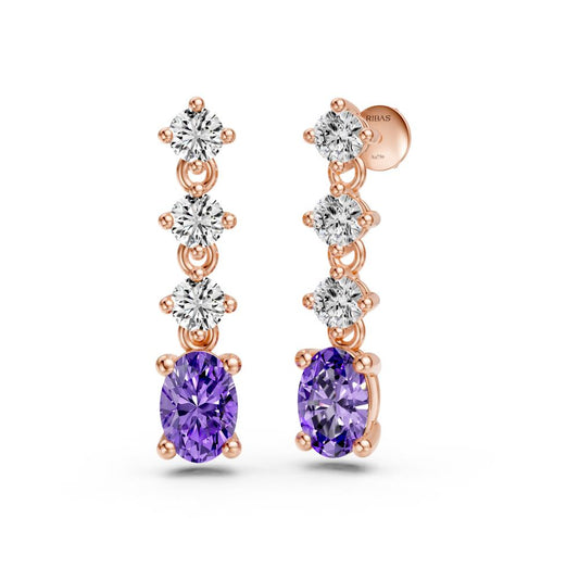 Diamond Earrings with Tanzanite in Rose Gold R37811224