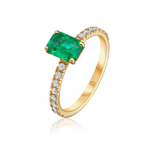 Emerald and Diamond Ring in Yellow Gold NA0524