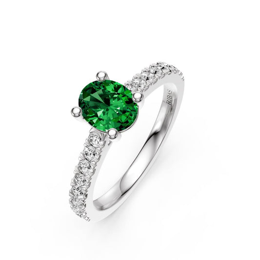 Diamond Ring with Tsavorite in White Gold R39550125