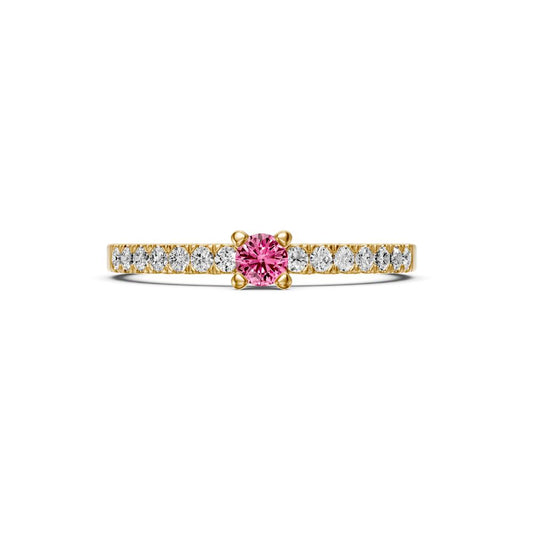 Diamond Ring with Pink Sapphire in Yellow Gold R03470325