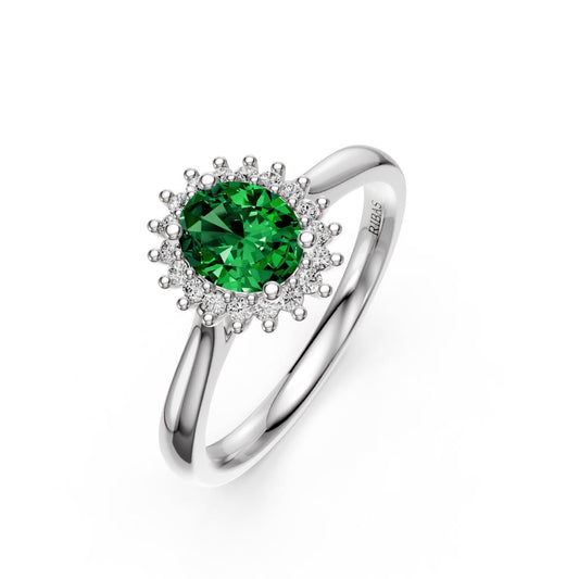 Diamond Ring with Tsavorite in White Gold R39530125