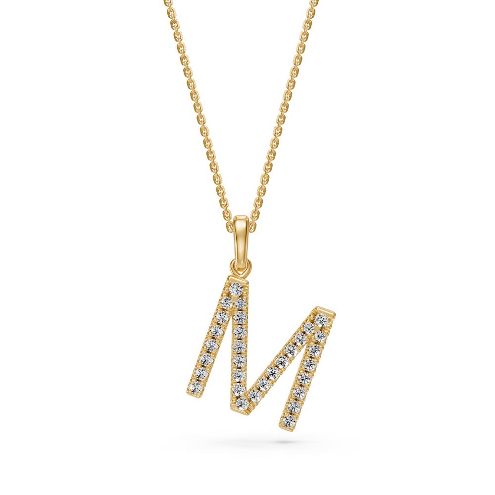 Diamond Letter M Pendant in Yellow Gold JFA9985
