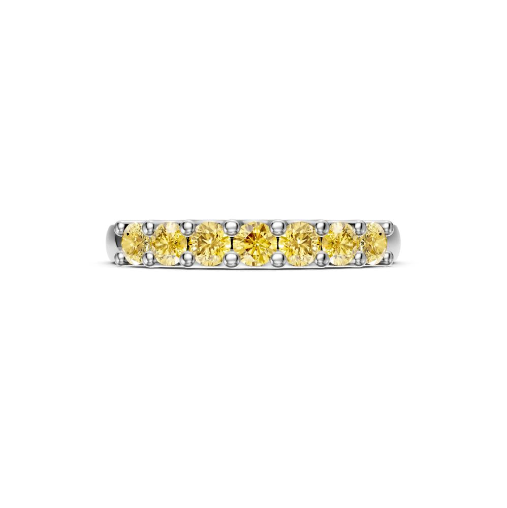Yellow Sapphire Band Ring in White Gold R03350325