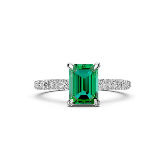 Diamond Ring with Tsavorite in White Gold R36321224