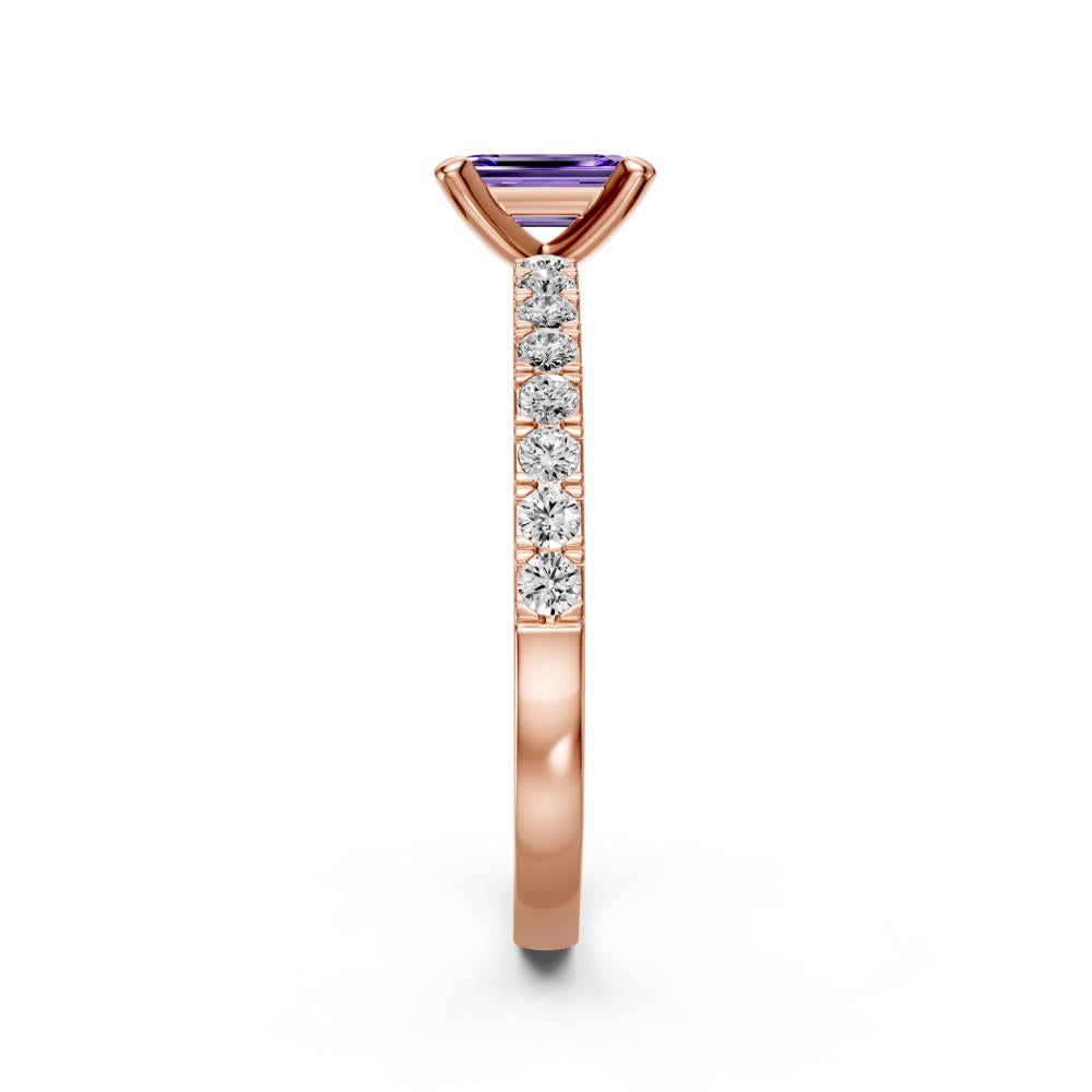 Diamond Ring with Tanzanite in Rose Gold R04100325