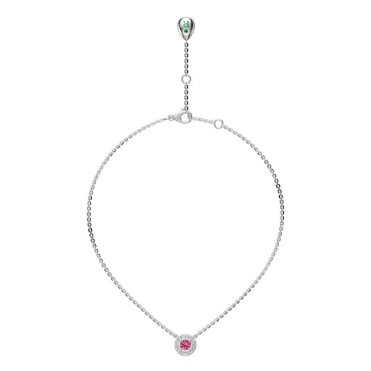 Pink Sapphires and Diamond Halo Necklace R35681224