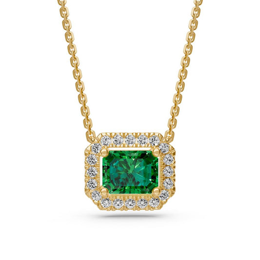 Tsavorite and Diamond Halo Necklace R36261224