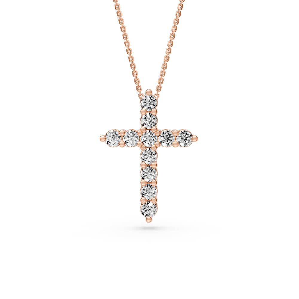 Diamond Cross Pendant in Pink Gold R34881224