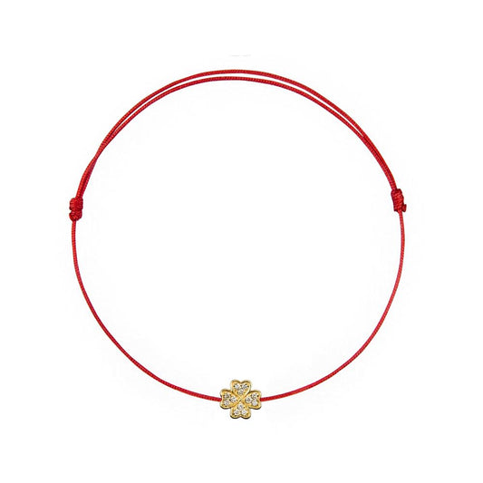 String Bracelet with Diamond in Yellow Gold "Clover" R21870725