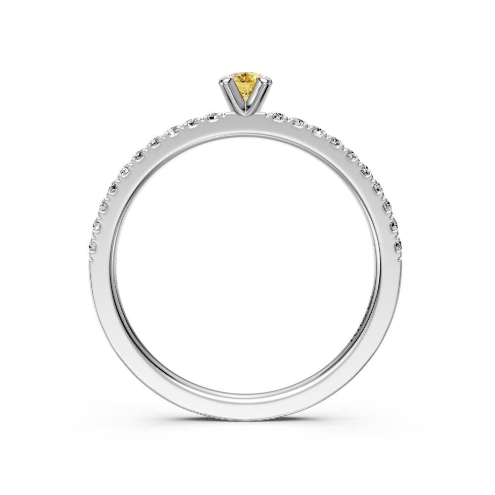 Diamond Ring with Yellow Sapphire in White Gold R03140325