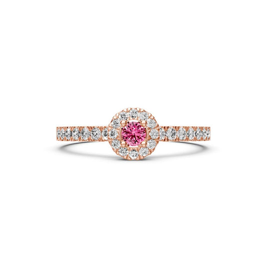 Diamond Ring with Pink Sapphire in Pink Gold R03560325
