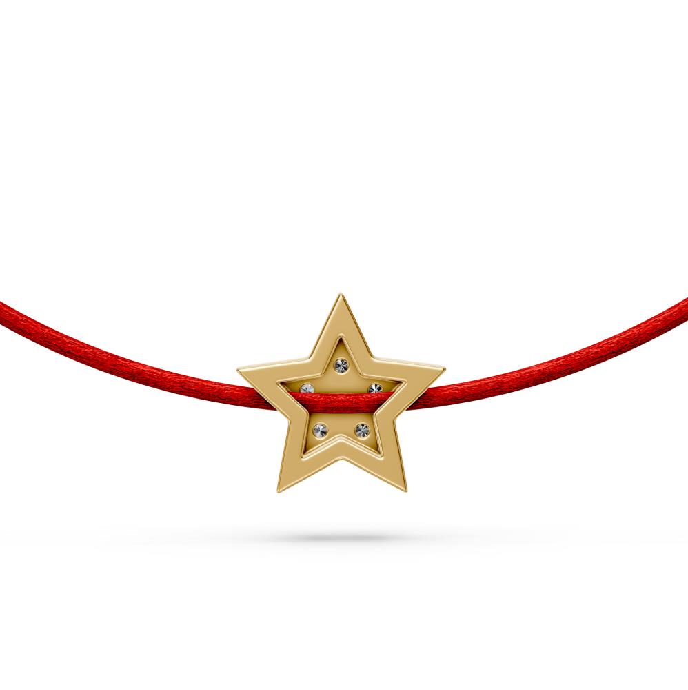 String Bracelet with Diamond in Yellow Gold "Star" JFA202006