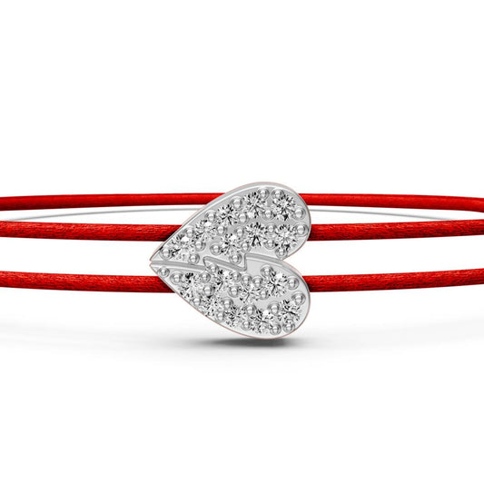 String Bracelets with Diamond in White Gold "Half Hearts" R07760924