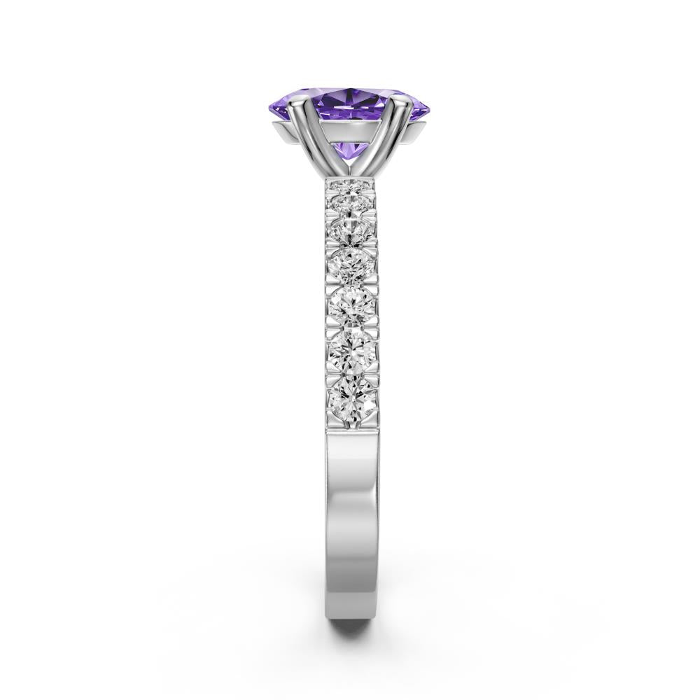 Diamond Ring with Tanzanite in White Gold R04490325