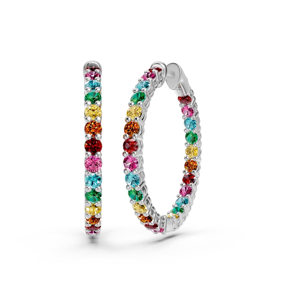 Sapphire Hoop Earrings in White Gold R21951124