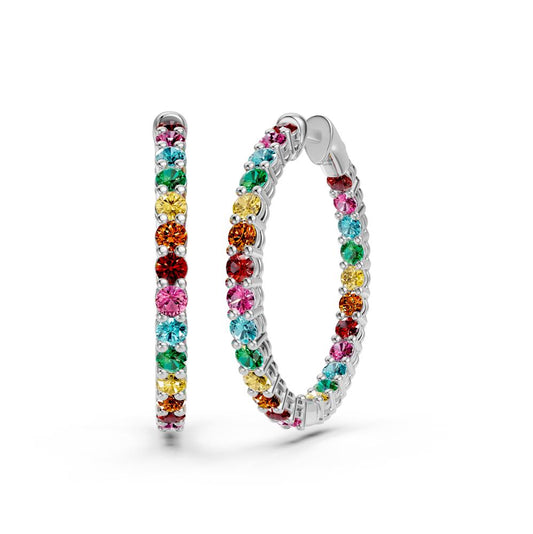 Sapphire Hoop Earrings in White Gold R21951124