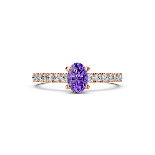 Diamond Ring with Tanzanite in Rose Gold R04300325