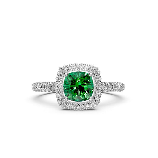 Diamond Ring with Tsavorites in White Gold R37371224