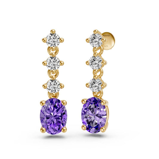 Diamond Earrings with Tanzanite in Yellow Gold R36751224