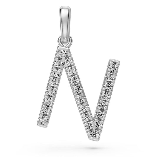 Diamond Letter N Pendant in White Gold JFA19723
