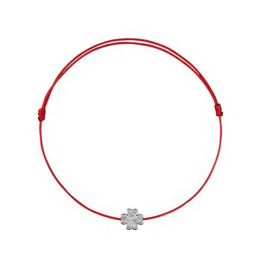 String Bracelet with Diamond in White Gold "Clover" R21760725