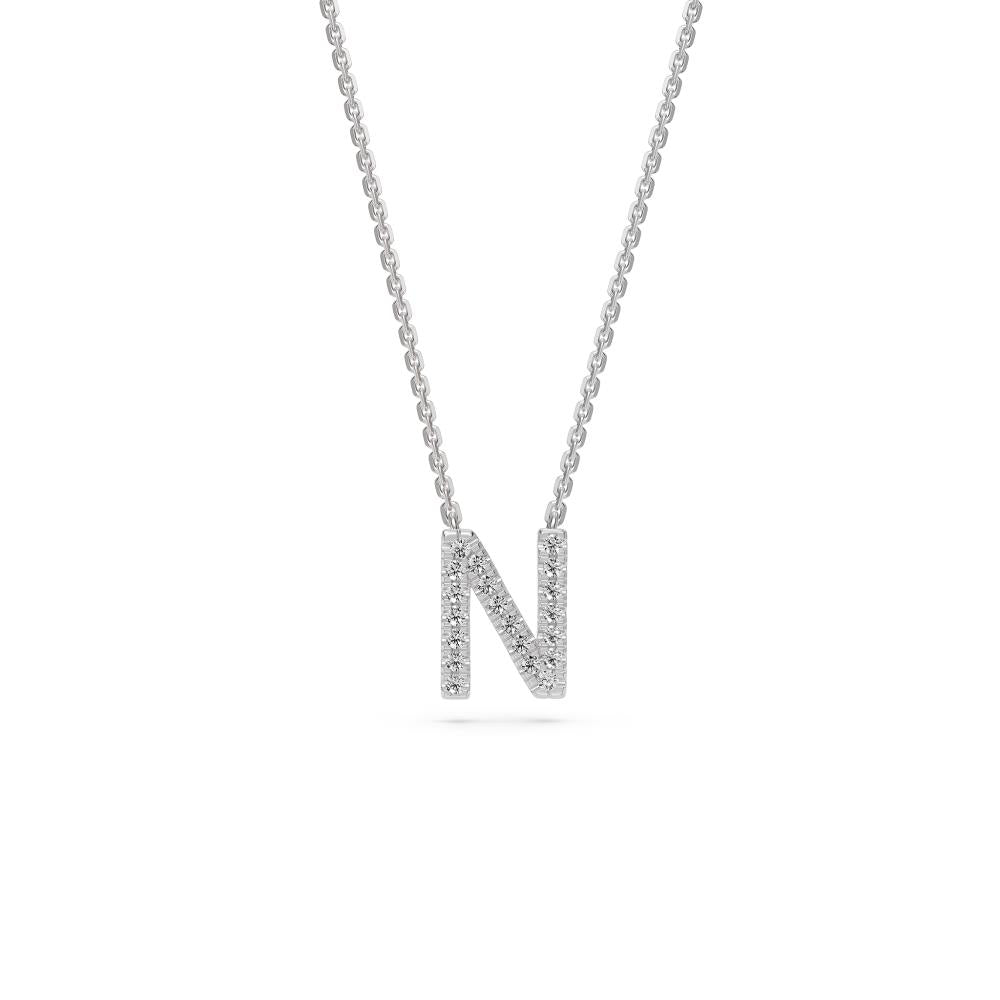 Diamond Letter N Pendant in White Gold R35181224