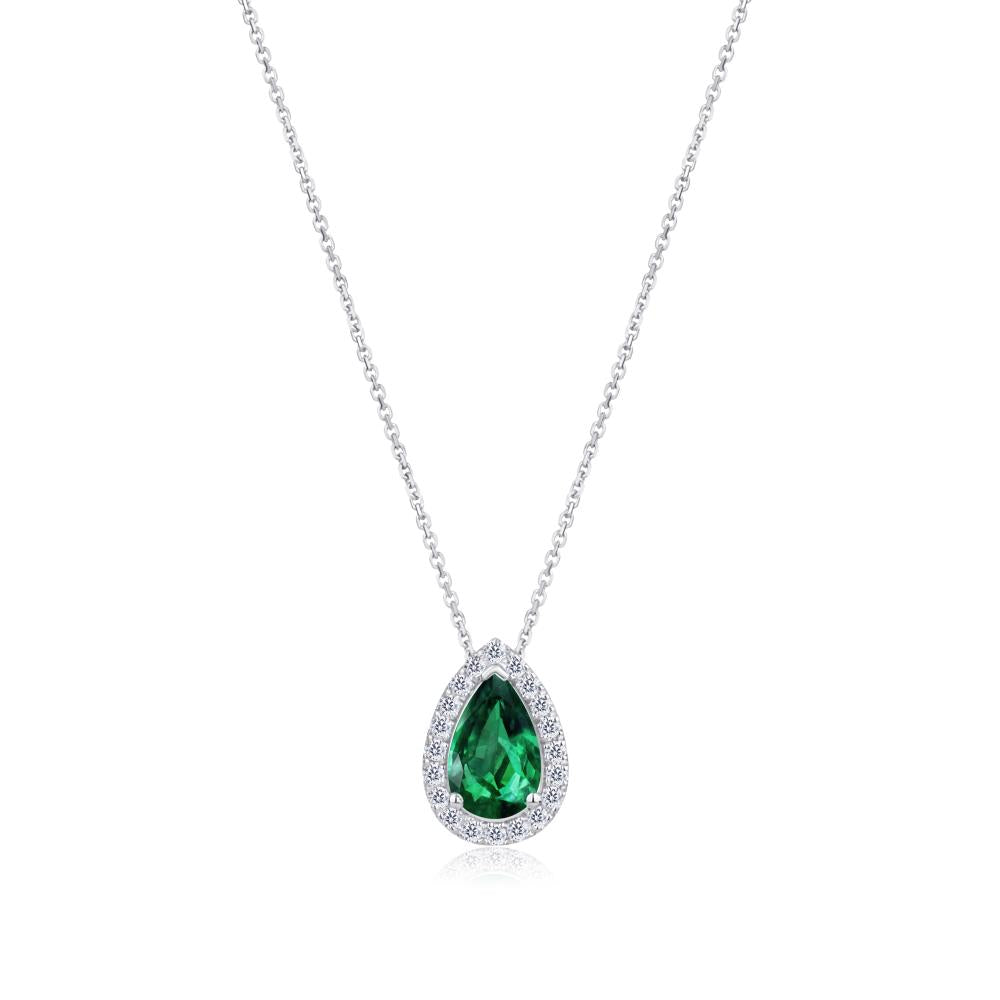Emerald and Diamond Necklace in White Gold NA1580