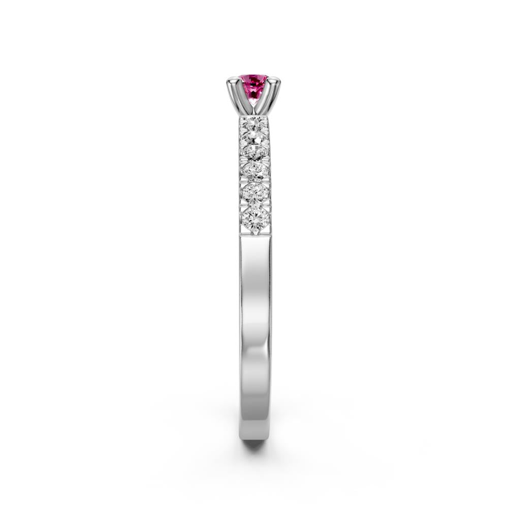 Diamond Ring with Pink Sapphire in White Gold R03410325