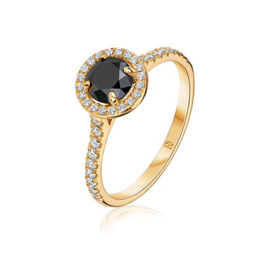Black Diamond Ring in Yellow Gold NA0589