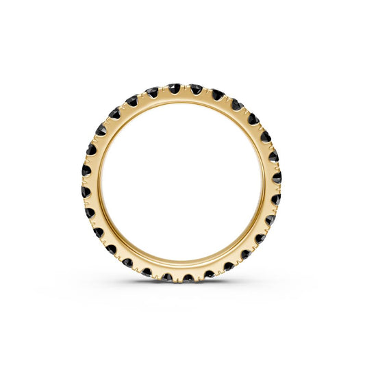 Black Diamond Band Ring in Yellow Gold JFA199980