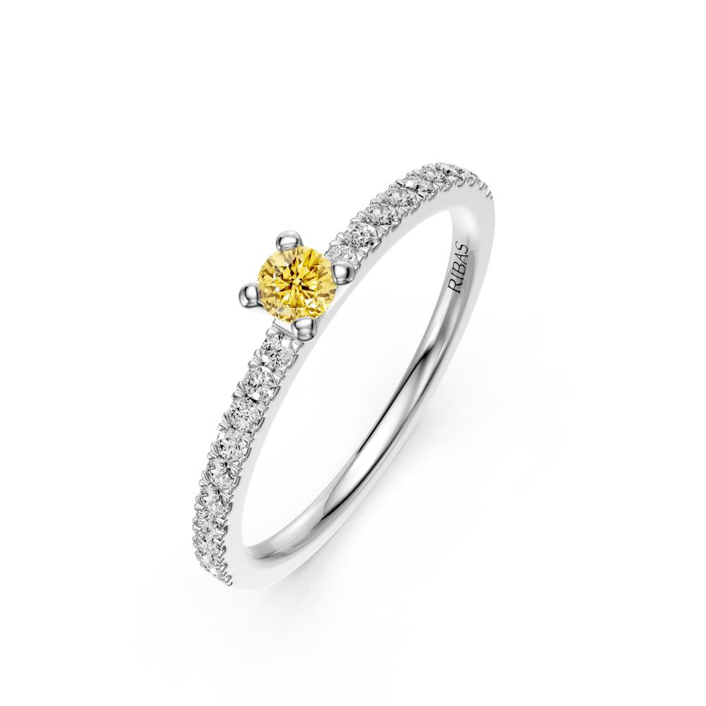 Diamond Ring with Yellow Sapphire in White Gold R03140325