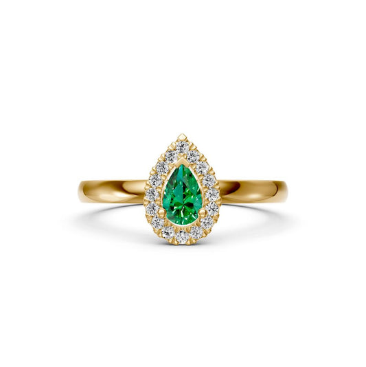 Diamond Ring with Tsavorites in Yellow Gold R38971224