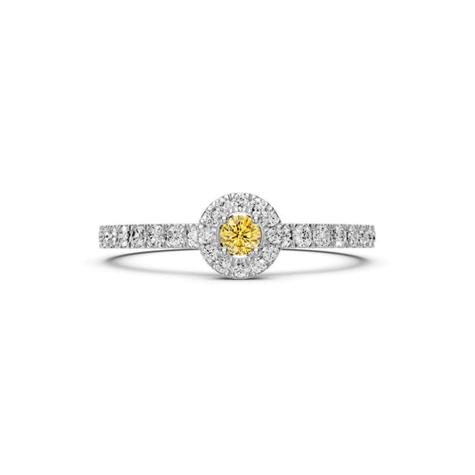 Diamond Ring with Yellow Sapphire in White Gold R03240325