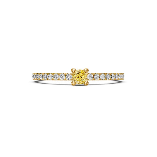 Diamond Ring with Yellow Sapphire in Yellow Gold R03210325
