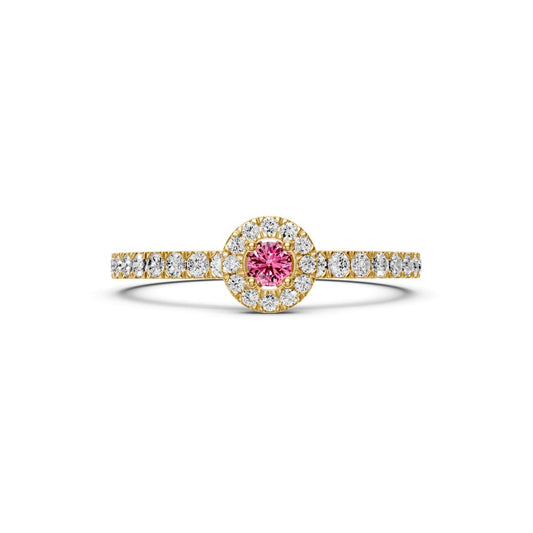 Diamond Ring with Pink Sapphire in Yellow Gold R01900325