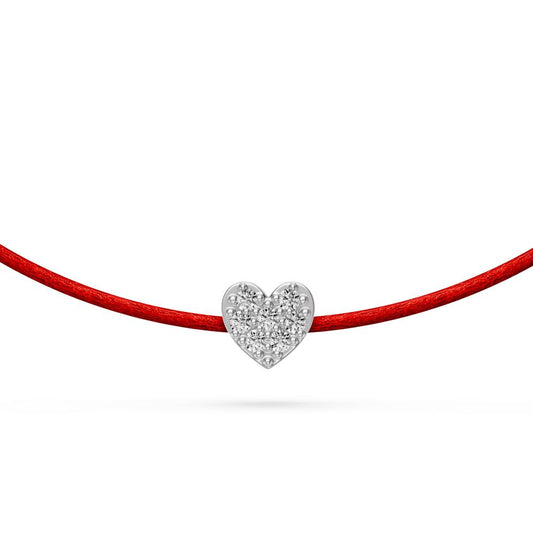 String Bracelet with Diamond in White Gold "Heart" R07490924