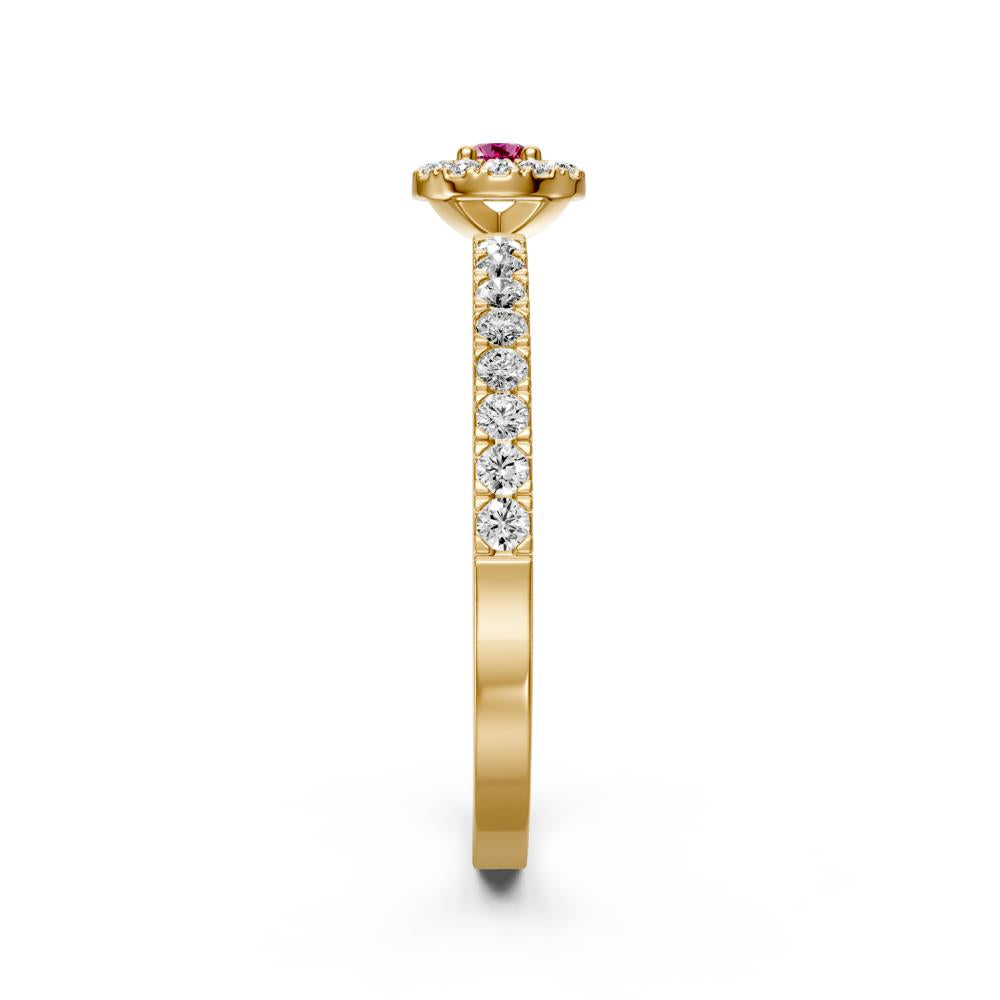 Diamond Ring with Pink Sapphire in Yellow Gold R01900325