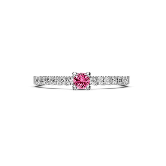 Diamond Ring with Pink Sapphire in White Gold R03410325