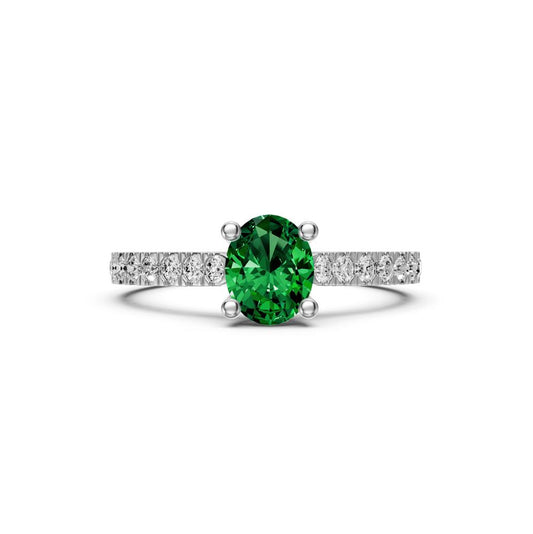 Diamond Ring with Tsavorite in White Gold R39550125