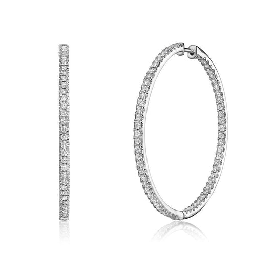 Diamond Hoop Earrings in White Gold JFA16180